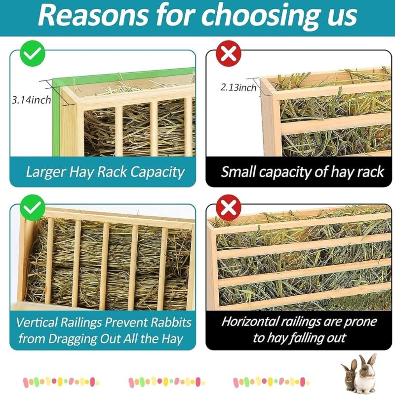 Kaninchenställe mit herausnehmbarer Schublade Langlebige Holz-Kleintierfutterspender für Chinchillas Hamster