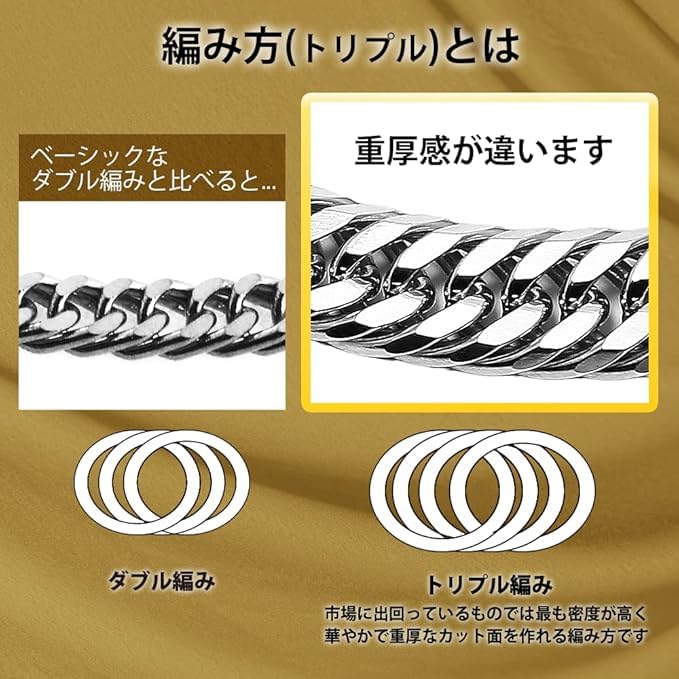 [KAZURI] Men's Solid 925 Sterling Silver Triple 12-Sided Cuban LinkCurb Chain Necklace, Long, Heavy, Made in Japan (60cm Short - 4.7mm Width, Medium