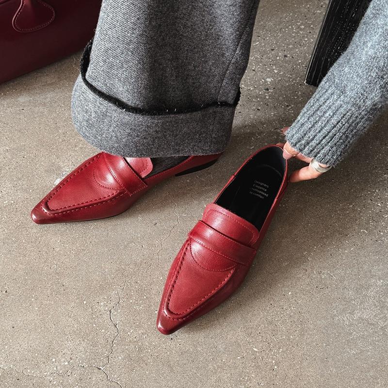 Fashion 2025 Autumn Low Heels Women Pumps Pointed Toe Concise Office Lady Working Shoes Woman Genuine Leather Pumps Basic Women Shoes