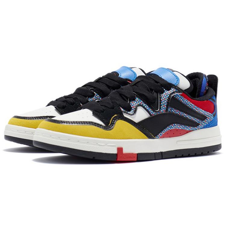 Li Ning Wave Pro Slip Resistant, Abrasion Resistant, Lightweight Low Top Skateboard Shoes Women's Black Red Yellow AECR044-3