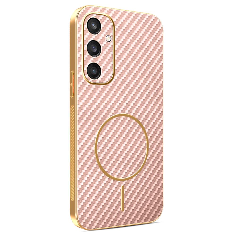 For Samsung Galaxy S24 Phone Case Carbon Fiber Textured Electroplated TPU Back Cover