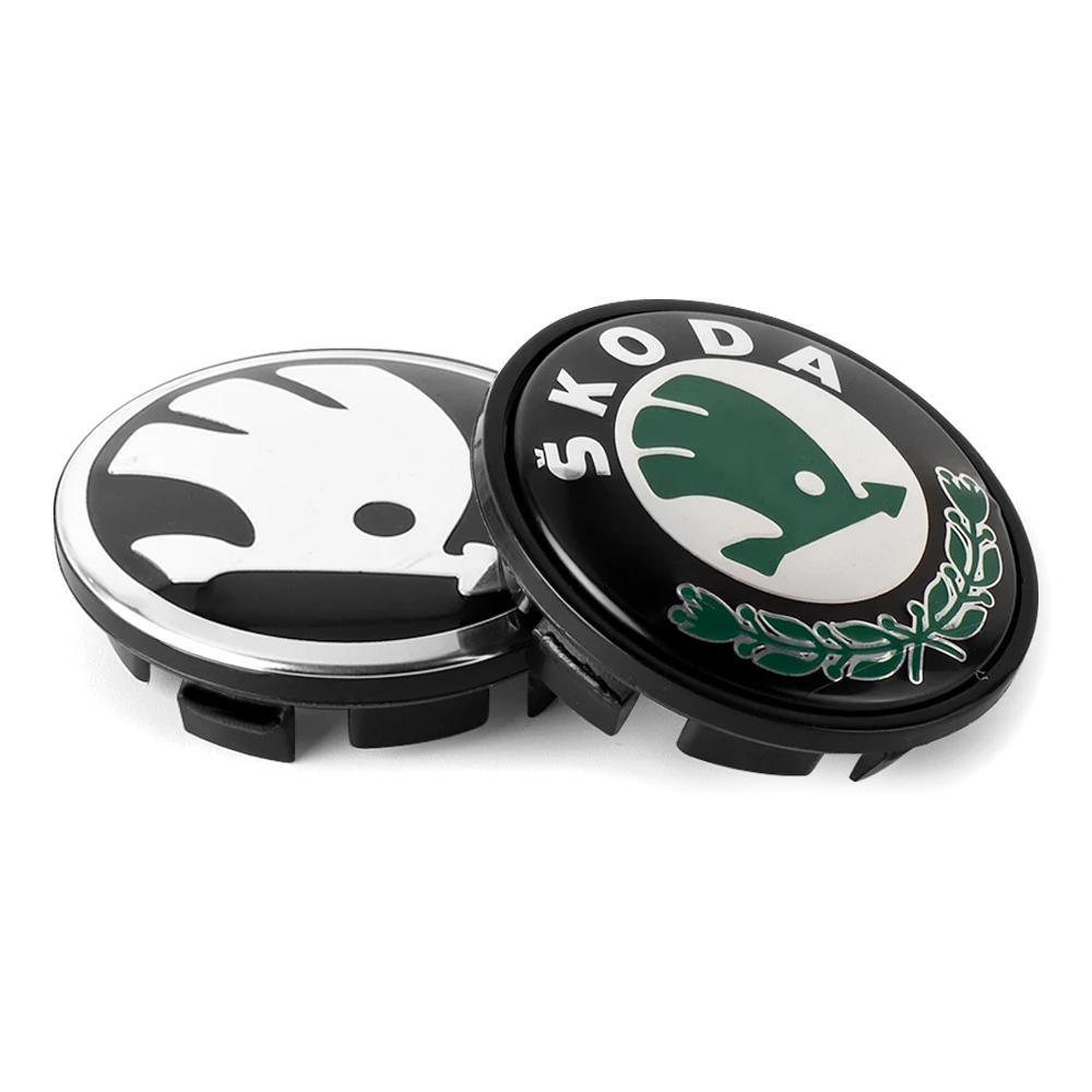 4Pcs 56mm Car Wheel Center Caps Hub Cap Covers Emblem Styling for Skoda A5 A7 A8 Fabia Karoq Superb Rapid Kamiq Octavia MK2 MK1 2 3