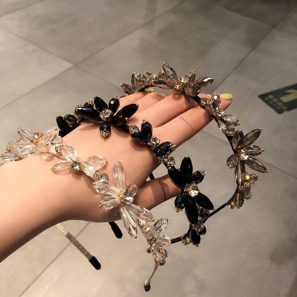 Hot Sale Baroque Crystal Flower High Quality Alloy Rhinestone Hairband Girl Hair Accessories Full Diamond Headband for Women