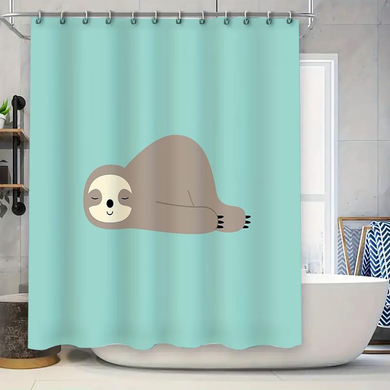 

Cute Sloth Shower Curtain Set Tropical Forest Animal Bathroom Decor Waterproof Fabric Liner Vintage Nature Hanging Tapestry W60H190(CM)-1 Pcs