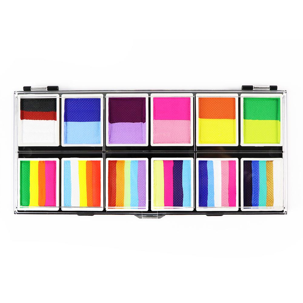 Washable Rainbow Face Paint Set for Kids - Double-Color Palette for Festivals and Stage 249g Face Paint Set