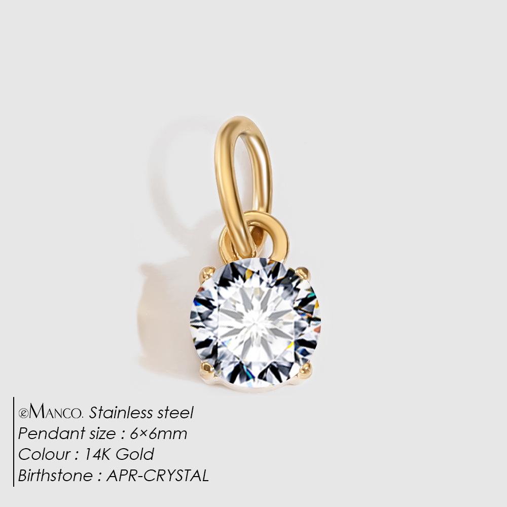 eManco DIY Jewelry Accessories: Stainless Steel Round Cubic Zirconia Pendant Necklace