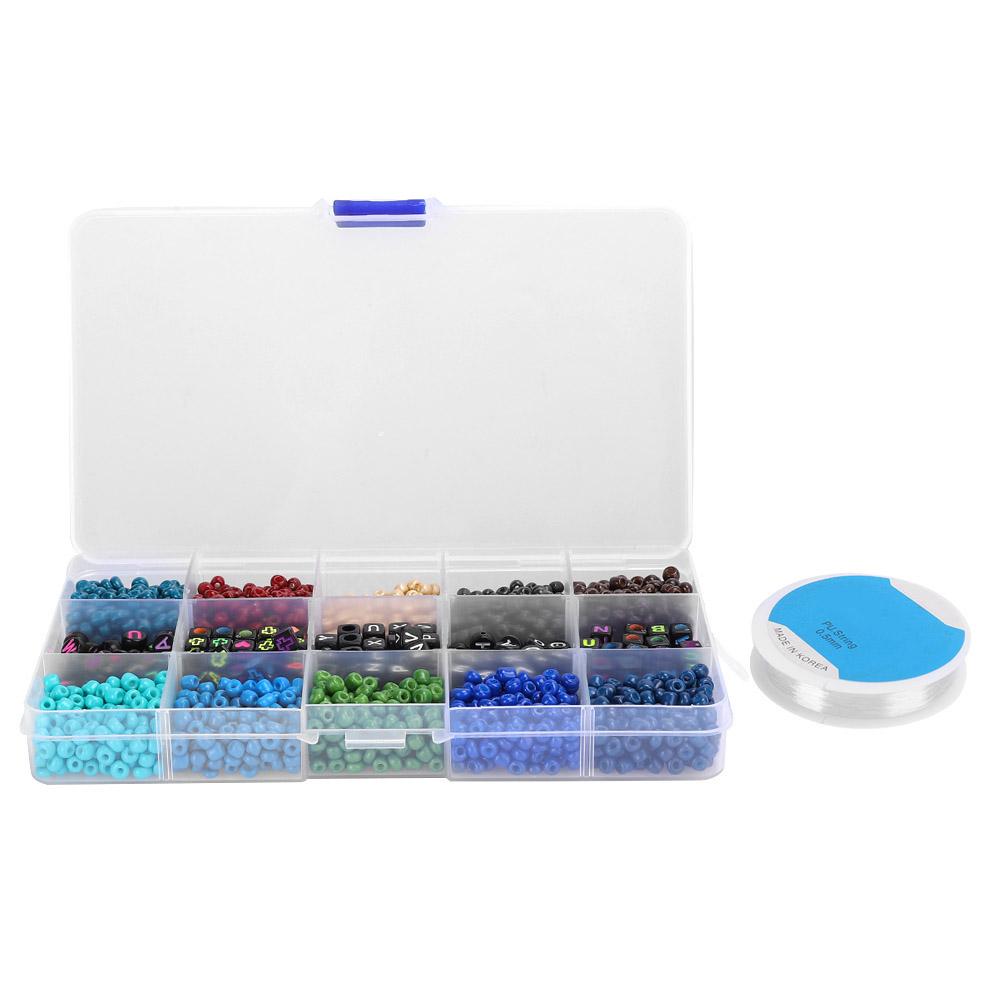DIY Craft Round Quadrate Beads Kit Bracelet Necklaces Crafting Jewelry Making Supplies