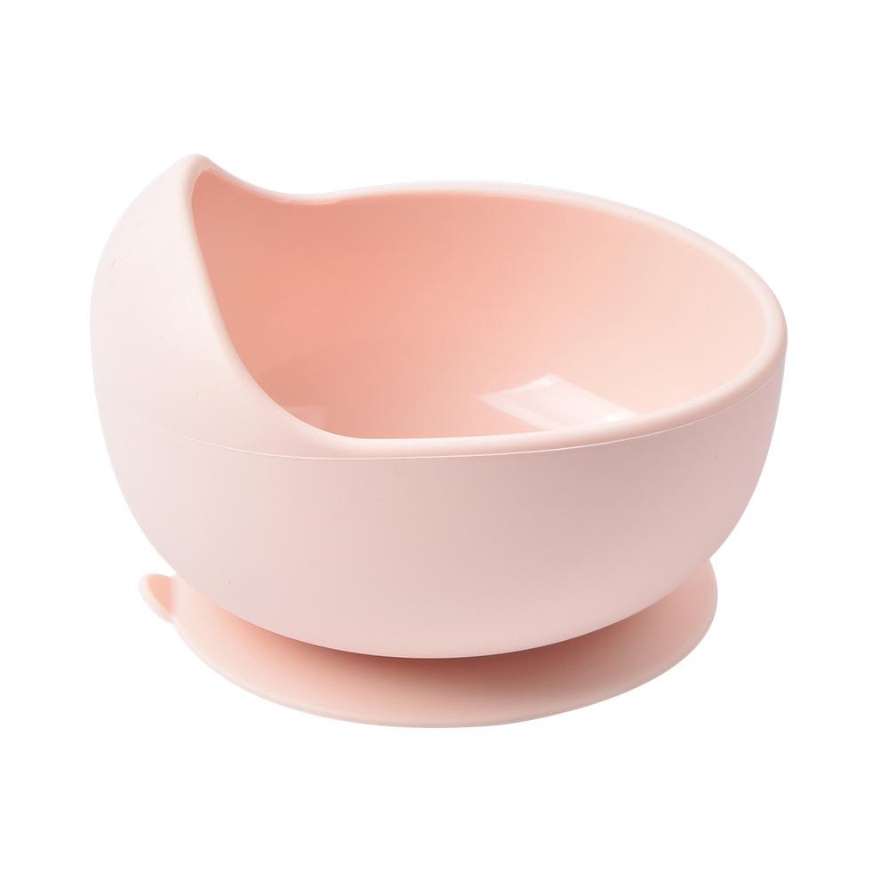 Silicone Baby Bowl & Spoon Set with Wooden Handle and Suction Cup