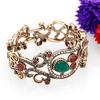 Vintage Trendy Turkish Hollow Flower Sculpture Bracelet Bangle Retro Jewelry Antique Gold Color Pulseira Kit Party Accessories