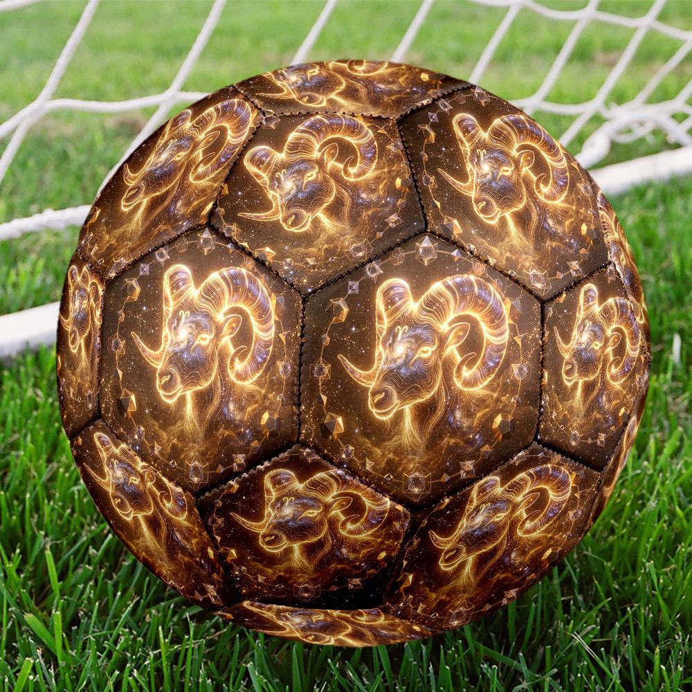 1pc Golden Ram Zodiac Theme Soccer Ball Football, Size 5, Lightweight PVC, Durable Outdoor Training Soccer Ball, Gift m61467
