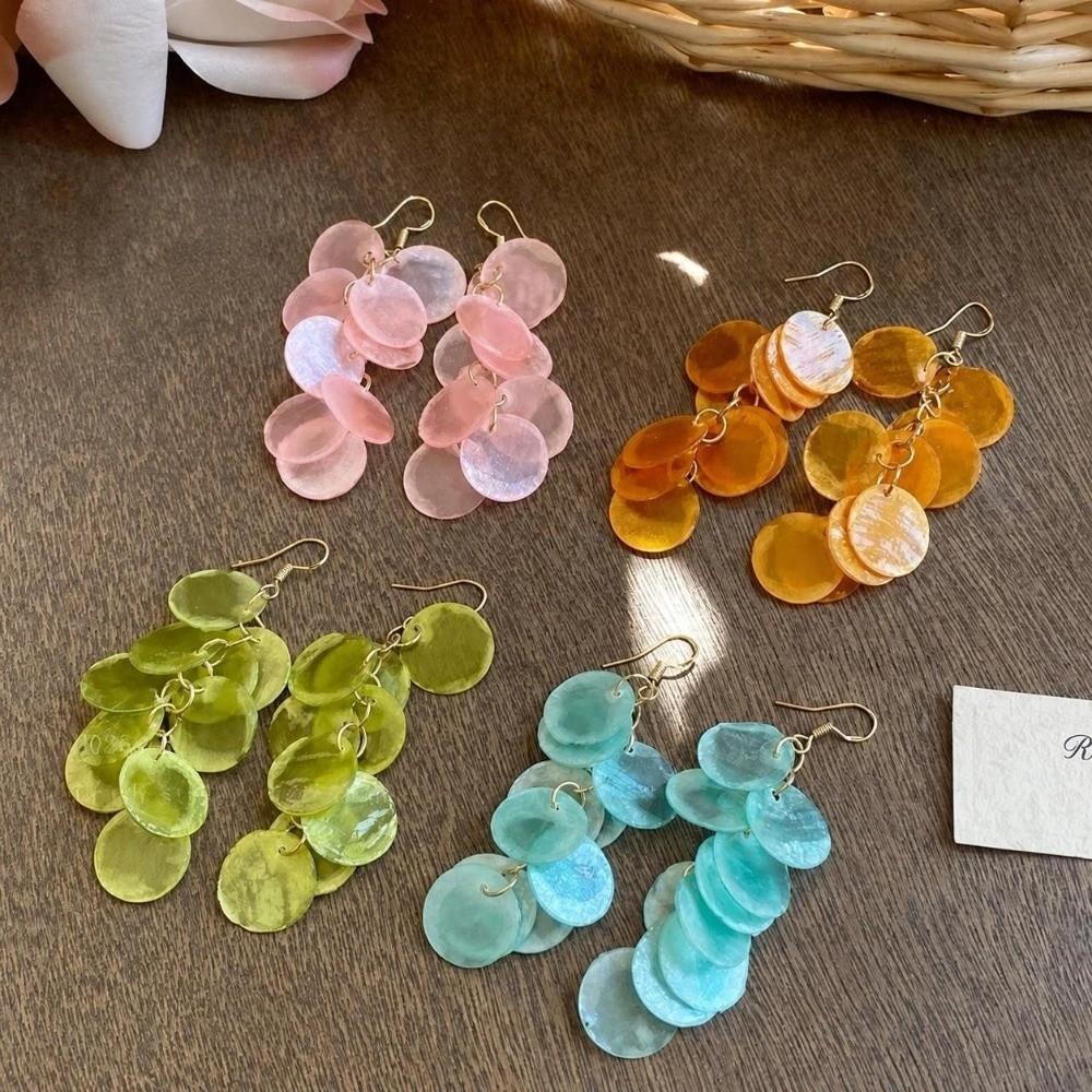 Hooks Shell Tassel Earrings Vacation Style Tassel Drop Earrings Shell Dangle Earrings Beach