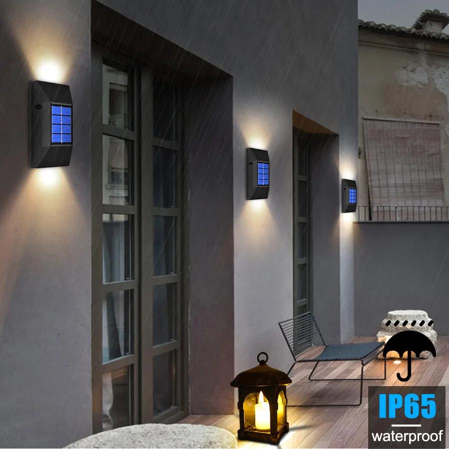 Solar Powered Wall Lights Outdoor Waterproof Up Down LED Lighting for Garden Yard Patio Pathway Street Home Decor
