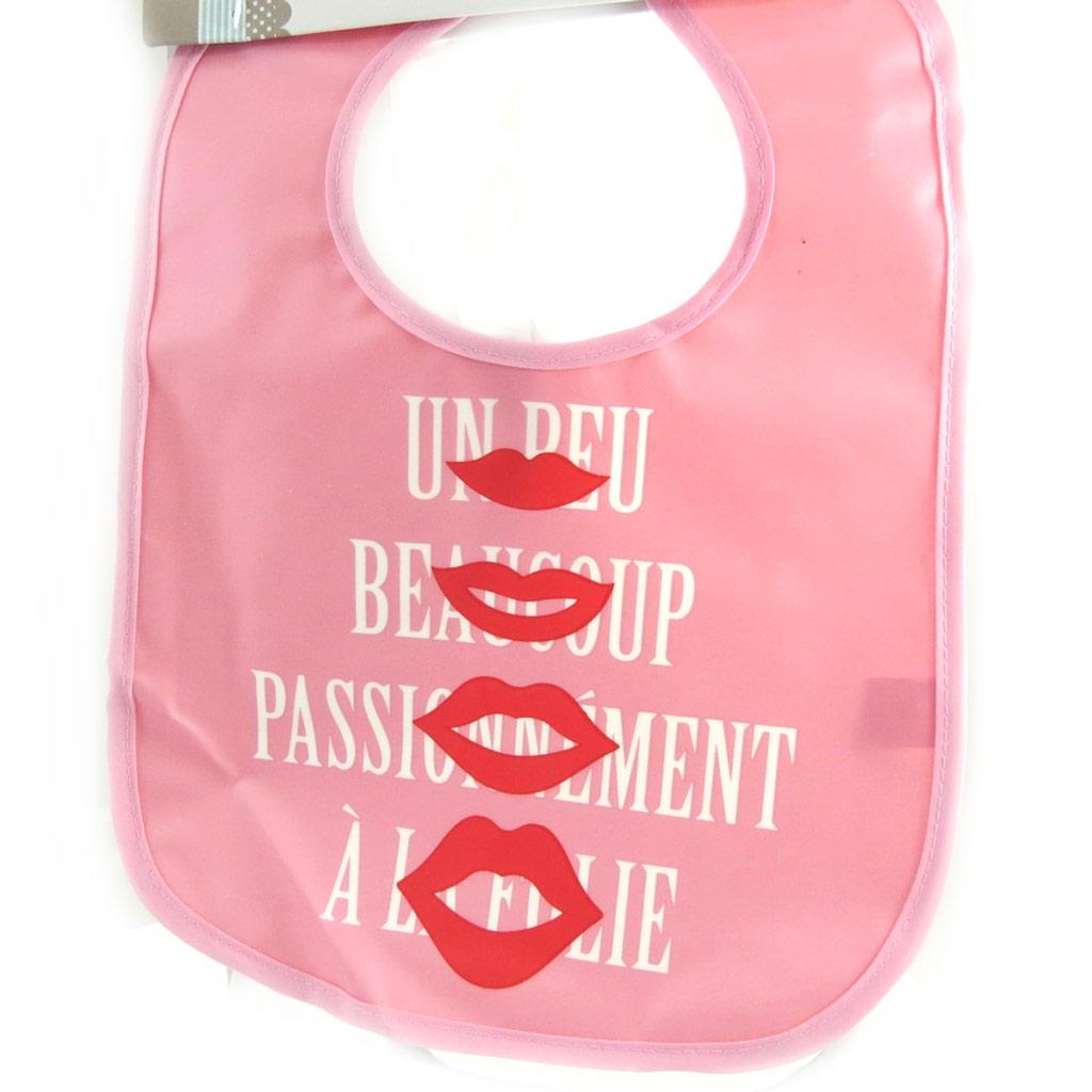 Les Trésors De Lily [L8788] - Bavoir imperméable 'Tom et Zoé' rose (bisous)