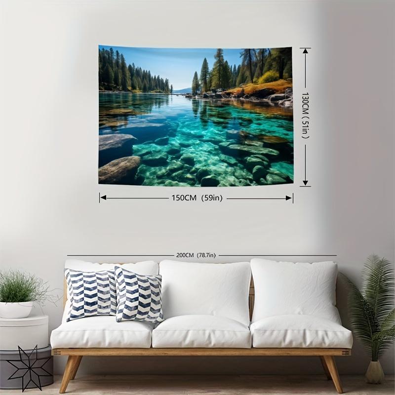 A landscape lake forest tapestry, used for living room decoration, with indoor polyester woven landscape background