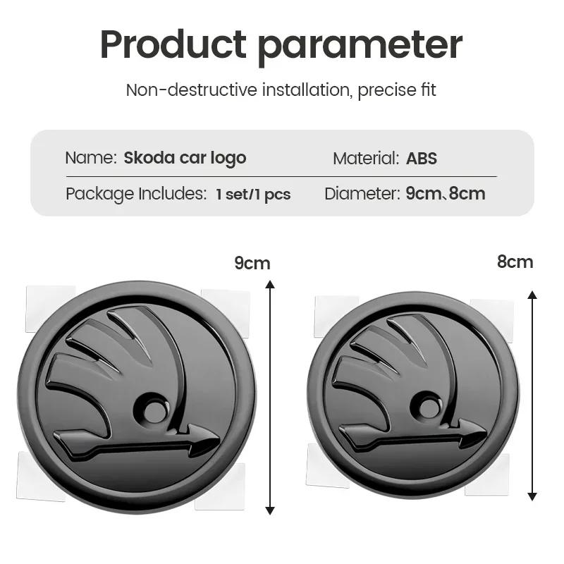 2025 Hot 2Pcs 80mm 90mm Emblem For Skoda Fabia 1 2 Octavia a7 RS Superb Rapid Yeti Karoq Vision Car Head Front Rear Boot Tailgat