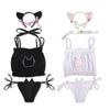 Anime Girl Cute Cat Paw Bell Underwear Temperament Sexy Lingerie Uniform Women Cosplay Cats Hollow Bra Pajamas Outfit Costumes