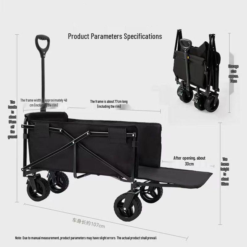 Chi Fox Foldable Outdoor Camping Cart with Tank Wheels