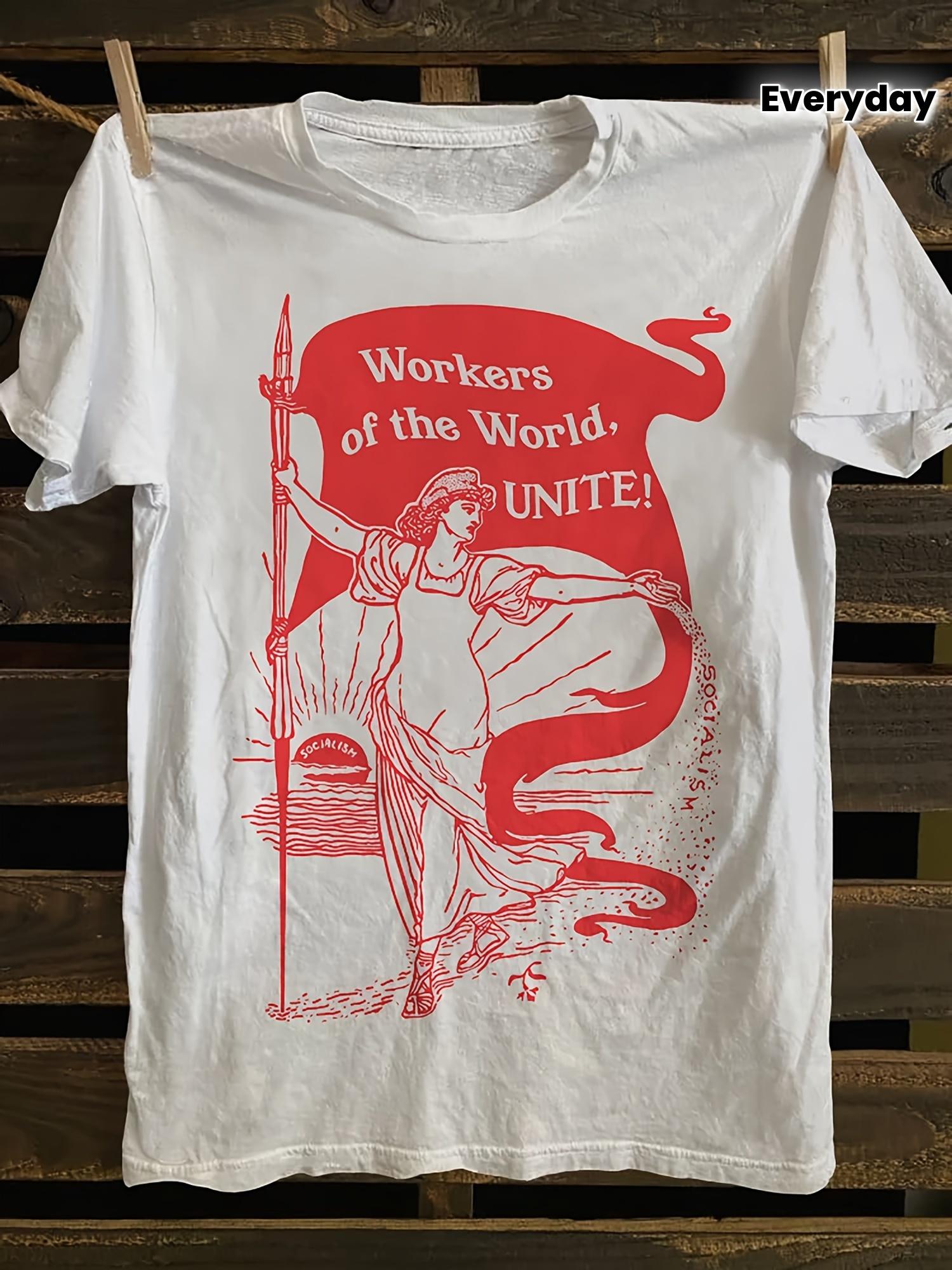

Men s Women s Retro Marxist Pattern T-shirt Workers of The World Unite! Labor Movement T-shirt Retro Worker Class Unity T... S разноцветный