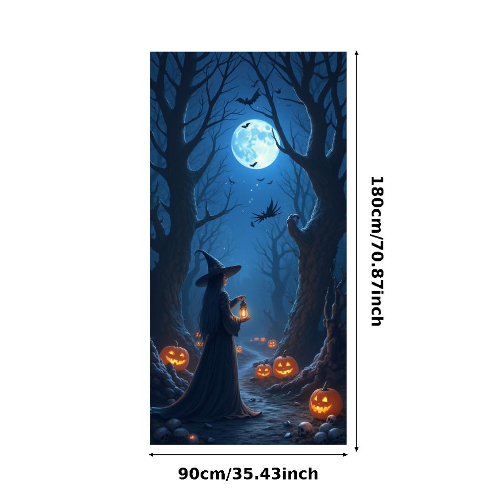 Forest Banner Full Moon Moonlight Banner Witch Banner Dark Forest For Scary Theme Party Haunted House Outdoor Decoration