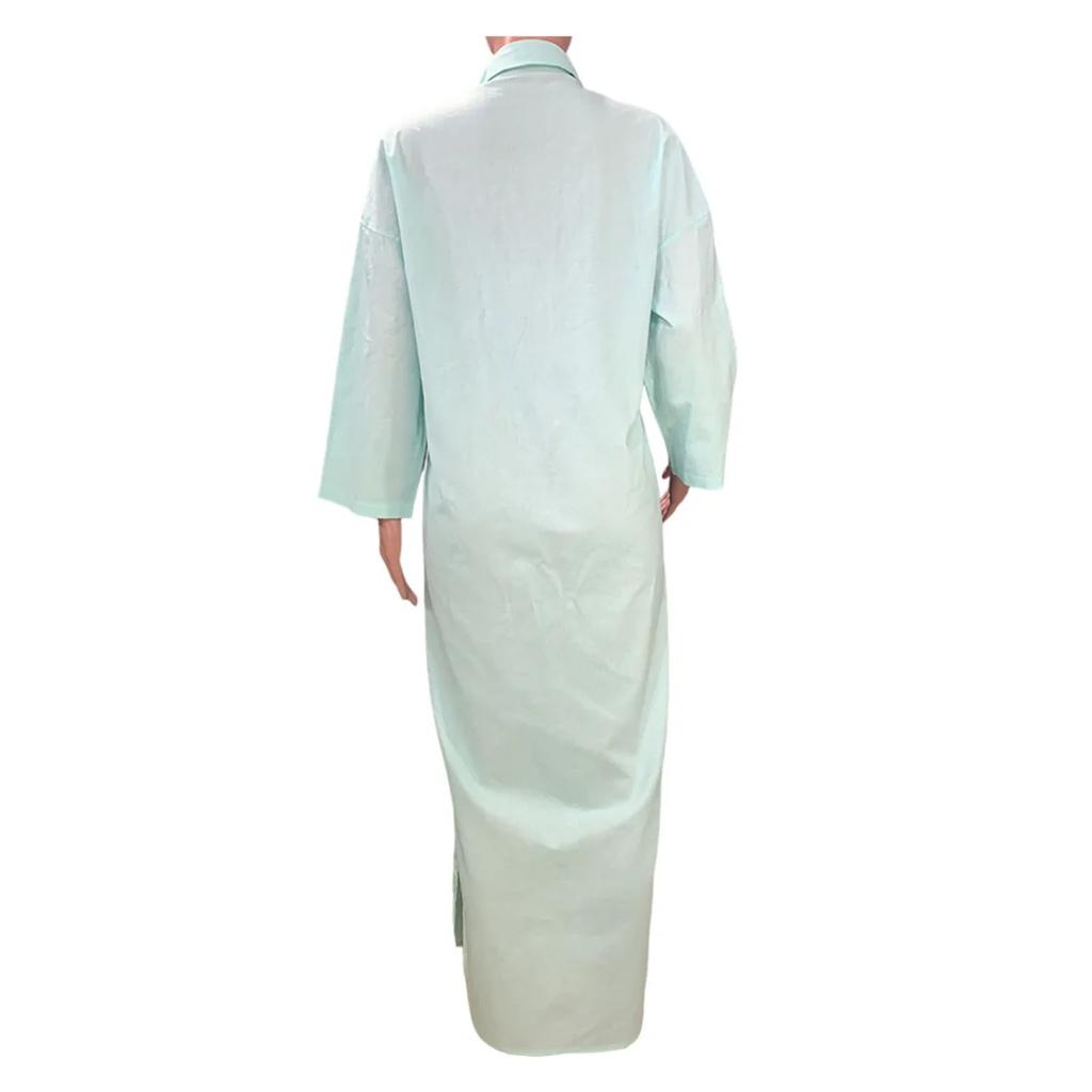 Summer Womens Fashionable Solid Color Cotton Linen Shirt Dress Elegant Casual Party Dress New Lapel Button Slit Midi Shirt Dress