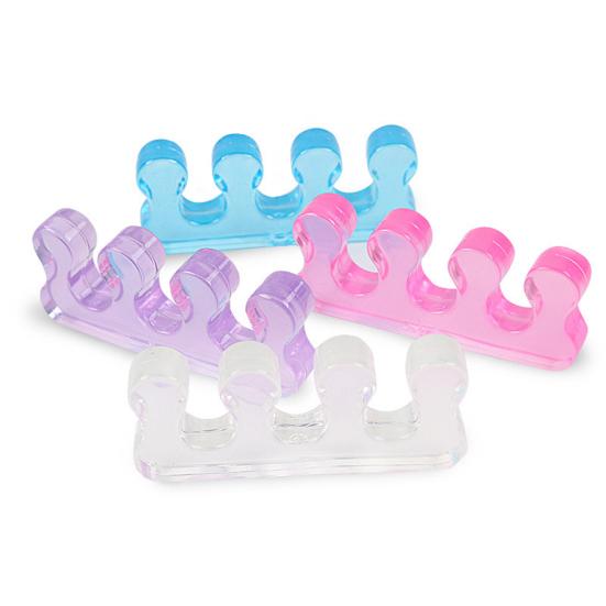 1 Pair Toe Separator for Overlapping Toes, 3-Hole Blue Gel Bunion Corrector, Soft SEBS Foot Spacer for Hallux Valgus, Toe Straightener for Women