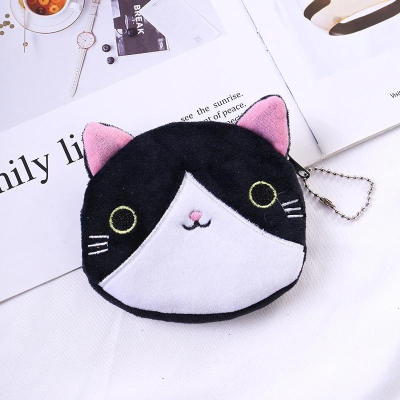 Cartoon Cat Coin Purse Plush Wallet Women's Fashion Zipper Mini Key Change Student Storage Wallet