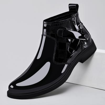 Fashion Genuine Leather Men Chelsea Boots Brand Retro Comfortable Ankle Boots Fashion Warm Plush Fur Winter Shoes Slip On Man Snow Boots