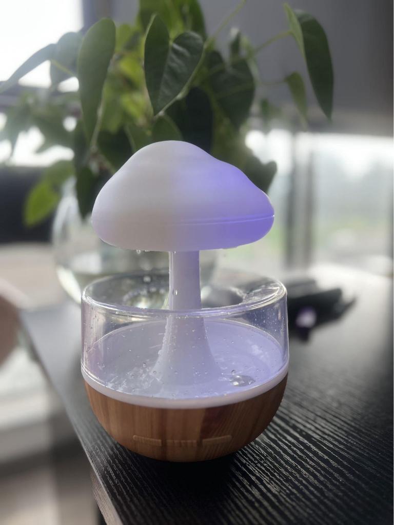 New Mini Desktop Rain Sound Humidifier with Night Light and Colorful Gradient for Bedroom Relaxation