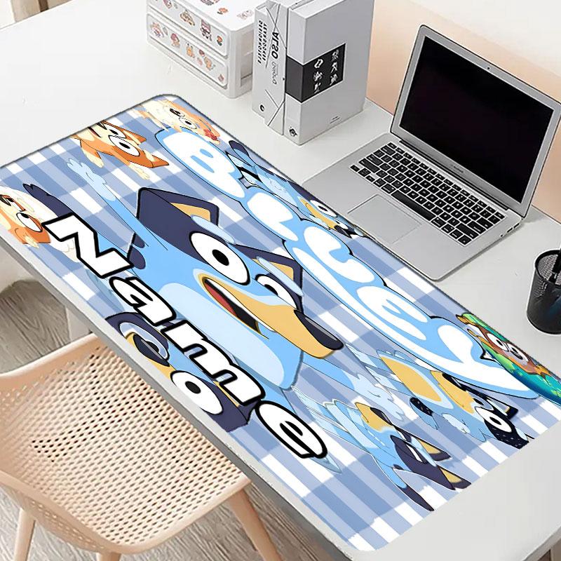 Custom Name Personalized Bluey Pattern Mousepad, Laptop PC Desk Mat, Decorative Desk Mat for Home Keyboard Pad Gift