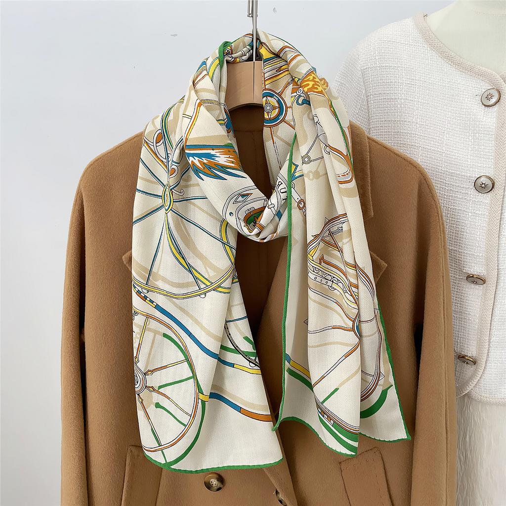 160X33Cm New Winter Thicken Silk Cashmere Scarf Women Hand Rolled Shawls Print Long Scarves Wrap Bandana Big Hijabs Female