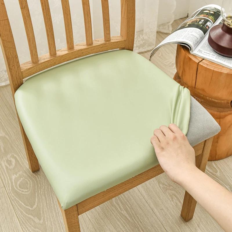 1pc Waterproof Pu Chair Cushion Cover For Kitchen Dining Room Leather Seat Cover Dining Room Chair Seat Cushion Cover