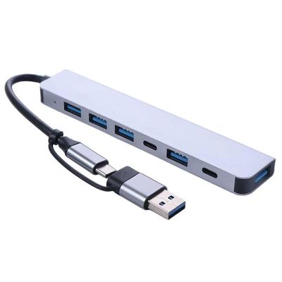 1 To 7 Type-c Expansion Dock Hub Splitter Multifunctional 7-in-1 USB Splitter Grey Aluminum Alloy Type-C Docking Station