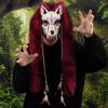 Wikinger-Fuchsmaske mit Kunstfell-Kopfschmuck für Halloween-Karnevals-Kostüm