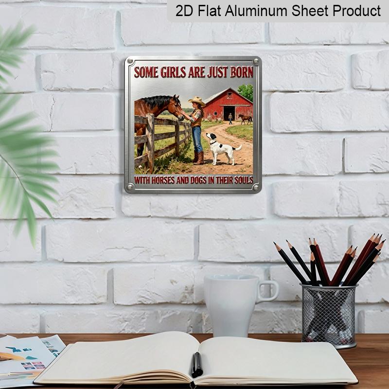 2D Flat - 1pc, Vintage Metal Aluminum Decorative Sign, Farm Girl Country Life, Retro Wall Decor, Home Decoration Suitable for Living Rooms, Farmhouse