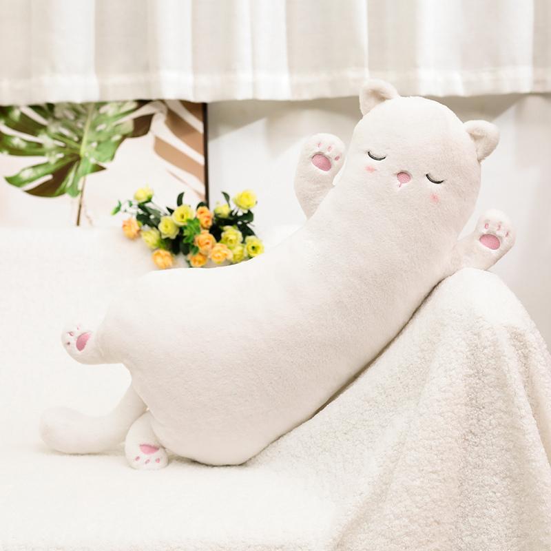 Cartoon Sleepy Cat Plush Toy Kawaii Long Pillow Soft Warm Kitty Doll Stuffed Animal Cushion Birthday Gift Room Bed Decoration