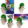 Superior Quality Inside Out Disgust Character Cosplay Wig Long Curly Synthetic Hair