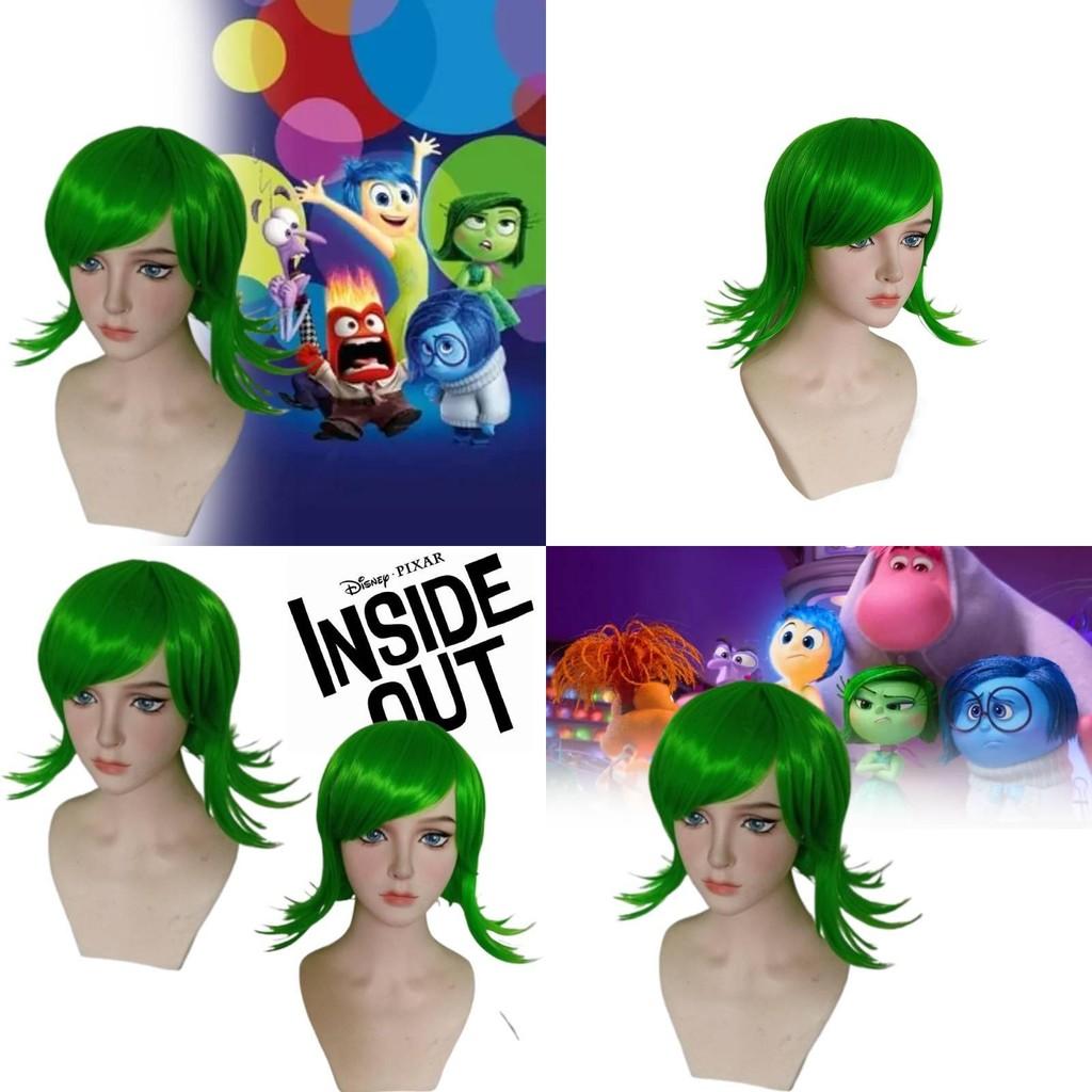 Superior Quality Inside Out Disgust Character Cosplay Wig Long Curly Synthetic Hair