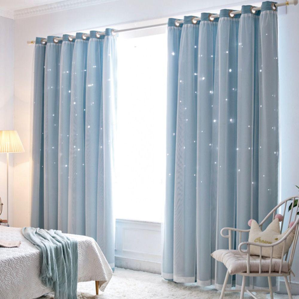 Romantic Stars Curtains Colorful Windows Drapes Tulle Blackout Curtains  Living Room