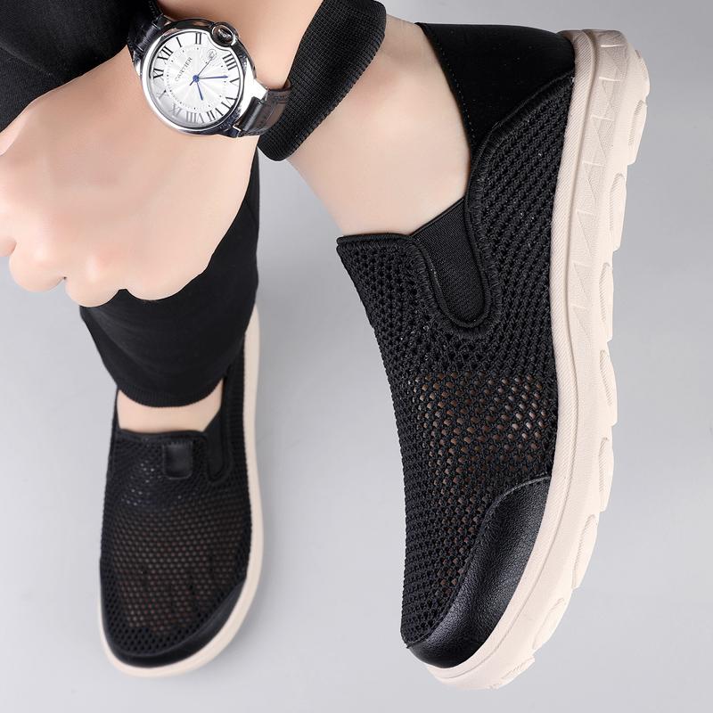 Summer Hollow Out Loafers Men Casual Shoes Breathable Mesh Man Moccasins Men's Sneakers Slip On Flats Large Size Driving Shoes