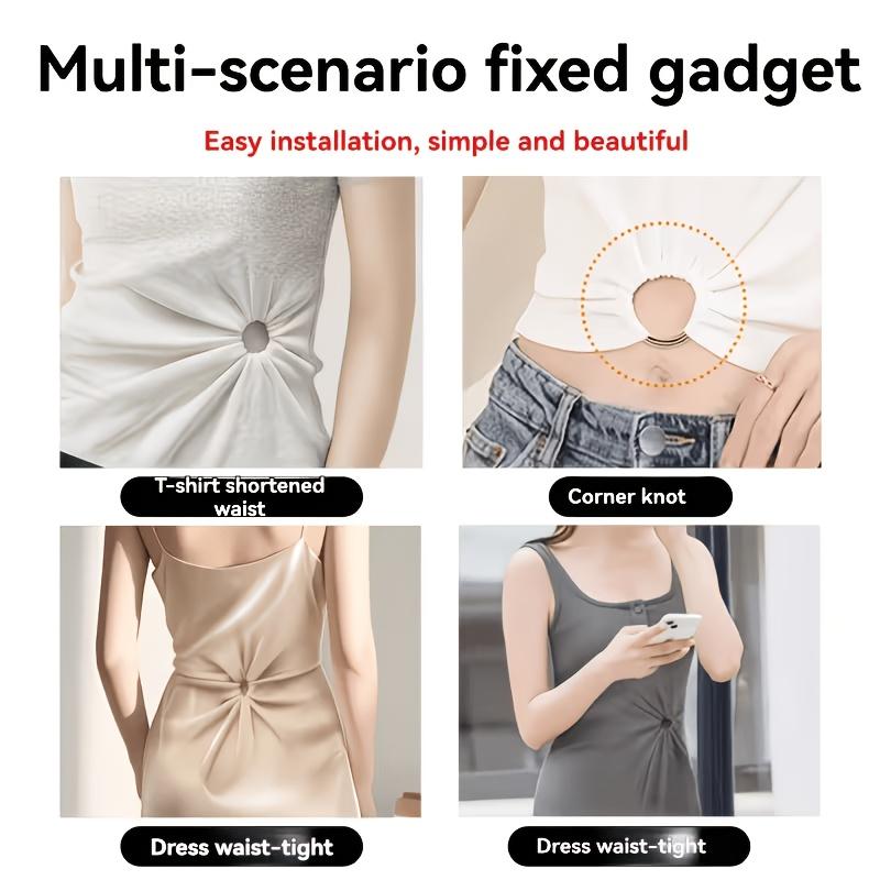 2/4 Pezzi Cinghie Regolabili con Bottoni a Pressione - Clip Regolabili per Orlo e Polsini per Regolazioni Rapide Senza Cuciture su T-shirt, Camicie, Vestiti