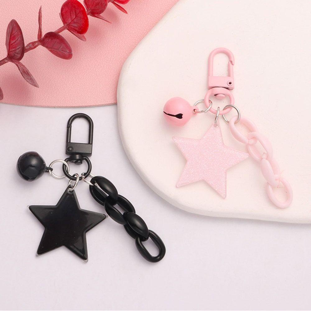 Ornament Glitter Stars Pendant Pink and Black Y2K Jewelry Keychain Cartoon  Keychain  Women Men