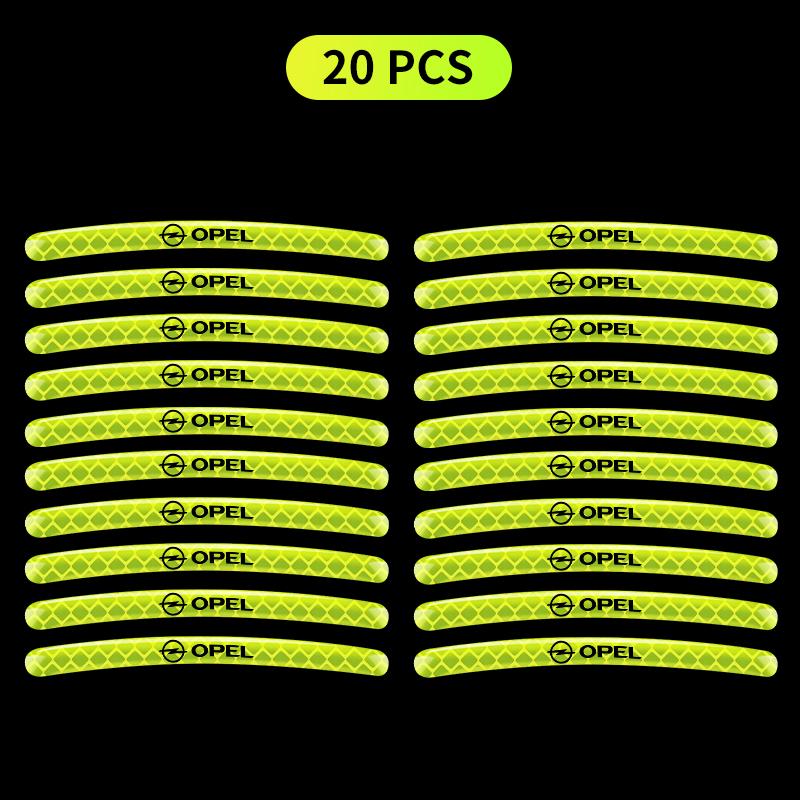 AAAYU1 AAAYQ1 Car Wheel Fluorescent Sticker Hub Sticker Reflective Warning For Opel Corsa Astra Insignia Vectra Zafira Meriva Mokka Grandland