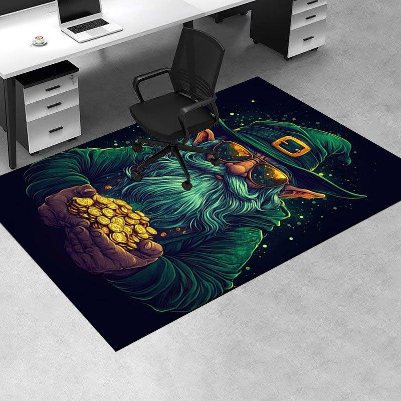 "Green Wizard Holding Gold Coins Fantasy Art Print"Office Mat Home Decor Office Desk Chair Carpet for office ph125