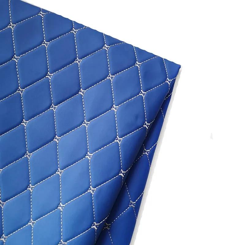 100x140cm Embroidery Quilted PVC Leather Fabric for Car Floor Mat Seat Decoration Faux Leathers Upholstery Wall Craft Material