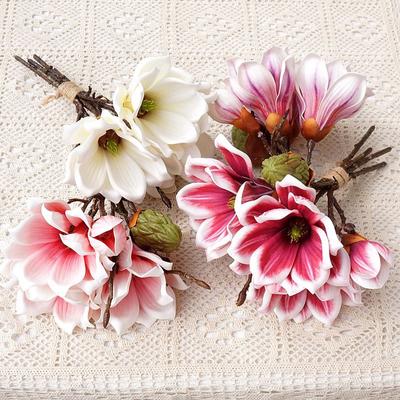 1 Bouquet Artificial Flower Home Decor Real Touch Simulated Silk Bouquet Beautiful Wedding Decor Magnolia Rose Butterfly Orchid