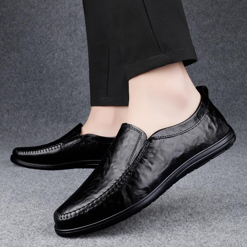 Fashion Fashion Genuine Leather Casual Shoes 2025 New Men Flats Slip-on Men's Dress Loafers Spring Autumn Soft-soled Male Driving Shoes
