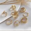 8Pcs/Set Vintage Metal Petal Flower Water Drop Open Rings For Women Ocean Vacation Geometric Ring Daily Jewelry Gift