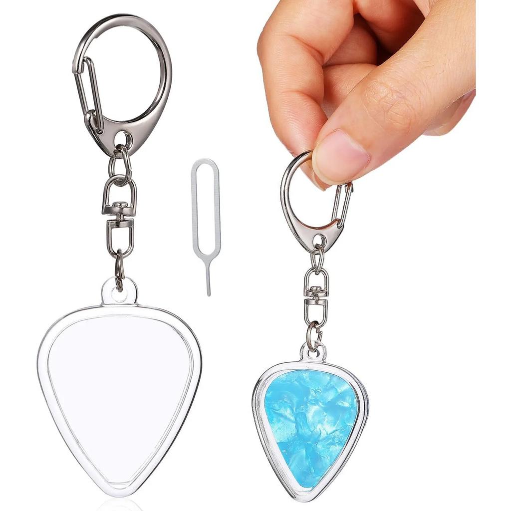 1pc Guitar Pick Holder Keychain - Heart-Shaped with Secure Lid, Durable Acrylic Guitar Pick Organizer for Musicians, Musicians