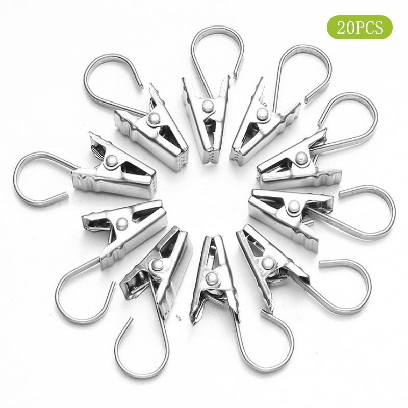 10 20Pcs Stainless Steel Curtain Clips With Hook Sturdy Durable Window Curtain Hook Clips Home Window Decor Accessories