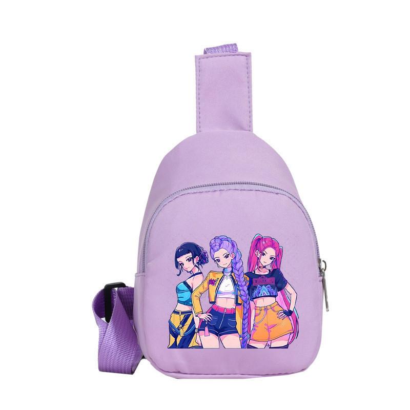 Kids Girls Kpop Hunters Rumi Zoey Mira Printed Student Lightweight Breast Bag Casual Messenger Bags
